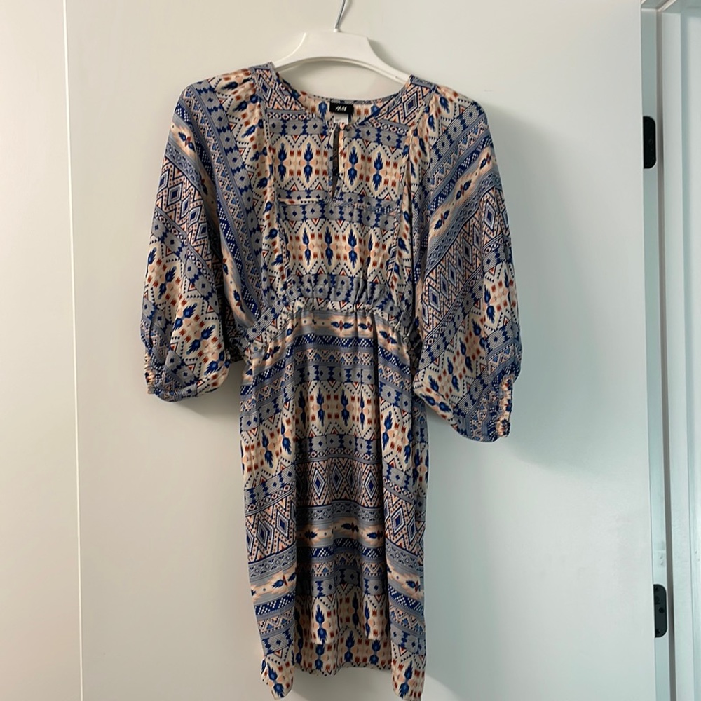 Boho Santa Fe pattern dolman sleeve dress
